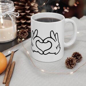 Funny Sarcastic Mickey Heart Hands 11 oz Coffee Mug